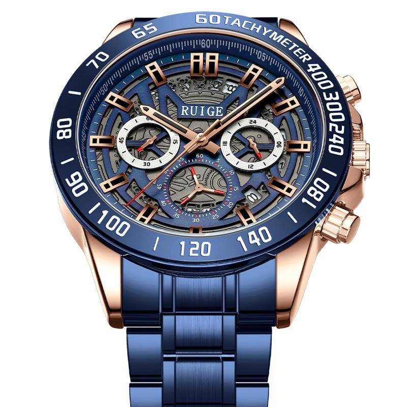 RUIGE Men s Luxury Waterproof Quartz Stainless Steel Sports Watch