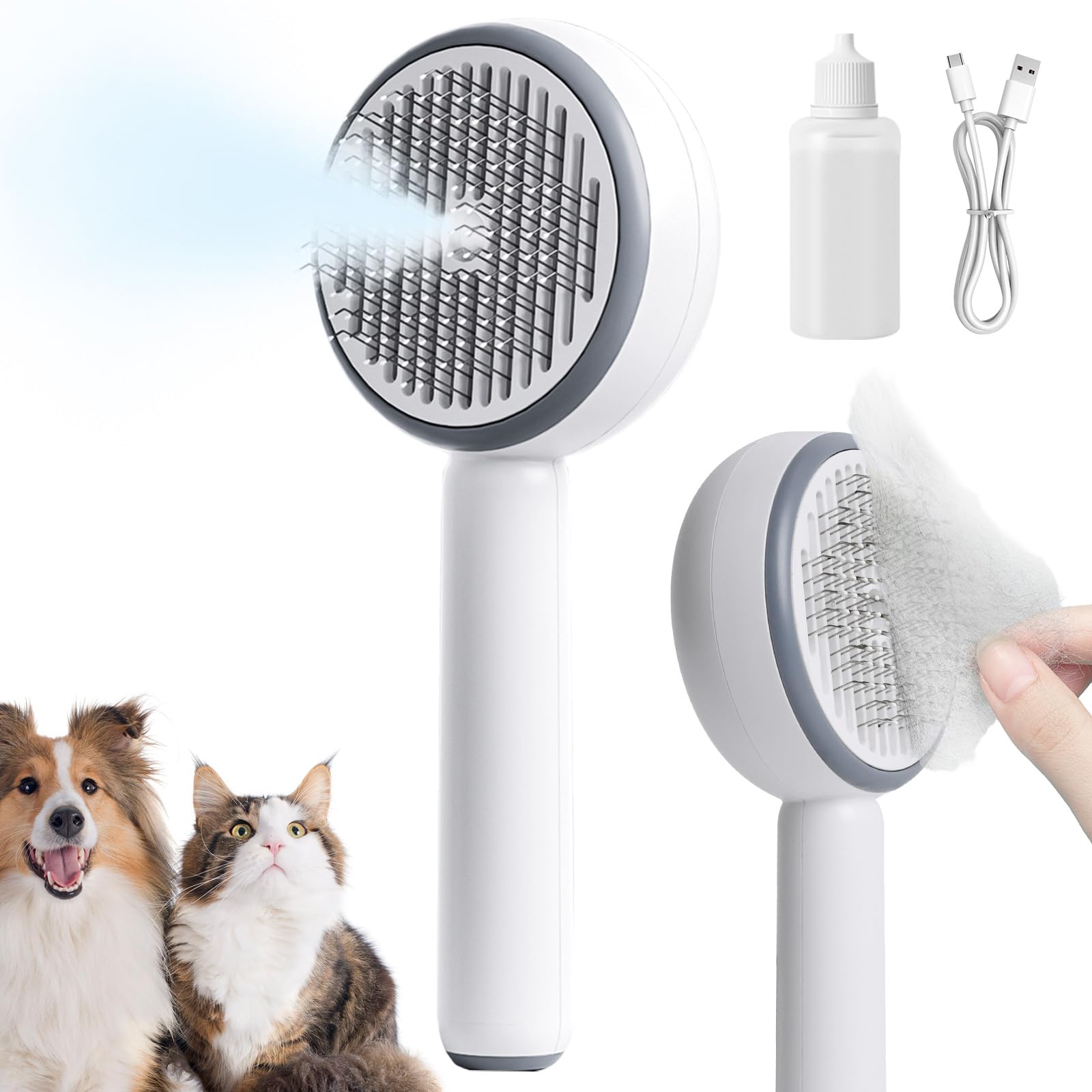 

Милая расческа для питомцев CuteBone с паром, спрей для кошек и собак, безболезненная расческа для груминга для легкого удаления шерсти, нежная к коже, прочная нержавеющая сталь, включает воду, японская