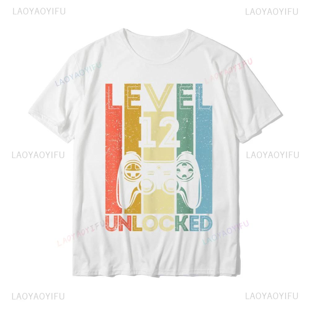 Level 12 Unlocked Shirt Funny Video Gamer Gift Printed TShirt Summer New Arrival Casual Faddish Oneck Shortsleev Mens Tops