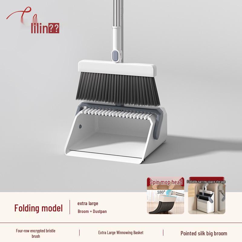 Li Lin Large Foldable Broom & Dustpan Set - Thick, Durable, Easy To Store Household Cleaning Tool