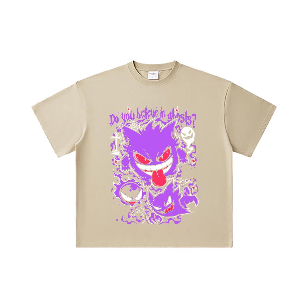 260 GSM Double Yarn 32 Count 100% Cotton Pokemon V3 Ghosts Print Unisex Heavy Cotton T Shirt