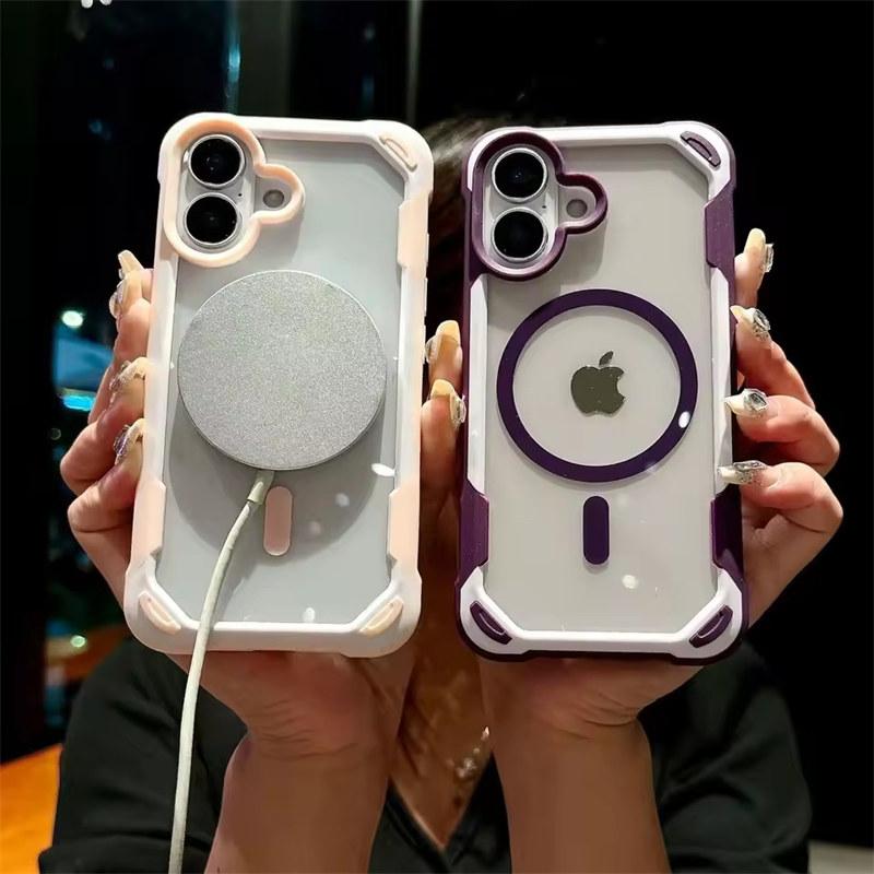 For Magsafe Magnetic Shockproof Armor Case For iPhone 16 15 14 13 12 11 Pro Max Plus Transparent Hard Hybrid Bumper Back Cover