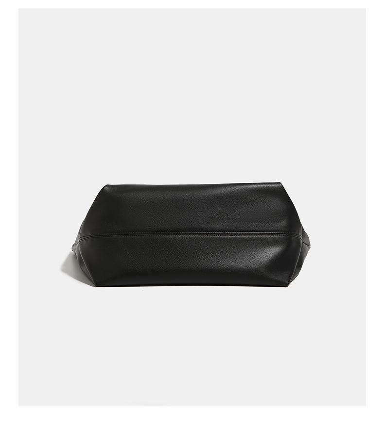 2024 Women's Black Soft Leather Tote Bag - Large Capacity, Versatile Korean Style, Perfect for Commute & Student Use