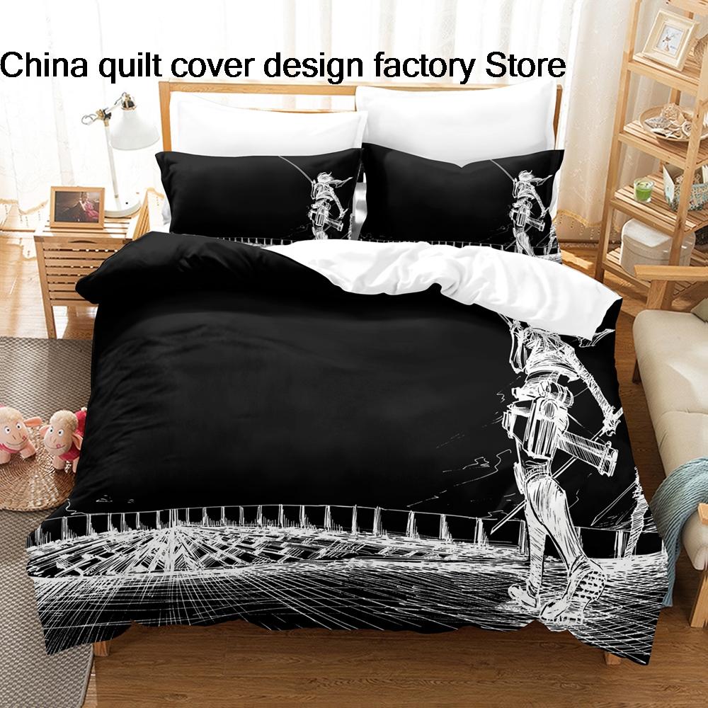 Hot Attack On Titan Bedding Set Single Twin Full Queen King Size Bed Set Kids Bedroom Duvetcover Sets Anime Attack On Titan2 Bed