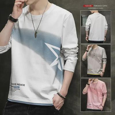 Herren Langarm Freizeit T-Shirts: Locker, Vielseitig, Trendiger Hongkong-Stil für Frühling und Herbst