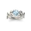Elegante Hochzeit Braut Blätter Rebe Hohl glänzenden Strass Dame Ring Schmuck