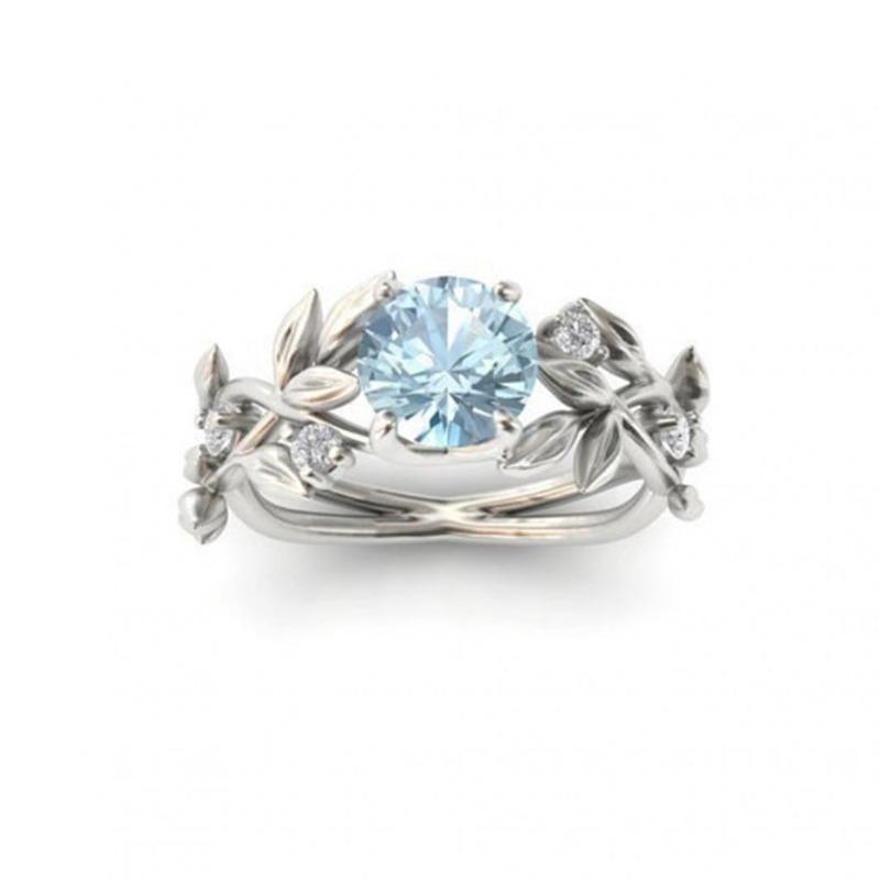 Elegante Hochzeit Braut Blätter Rebe Hohl glänzenden Strass Dame Ring Schmuck