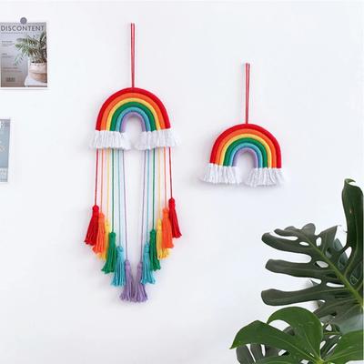 Rainbow-color Wall Hanging Decoration Children Hairpin Storage Hanging Tassel Pendant Organizing