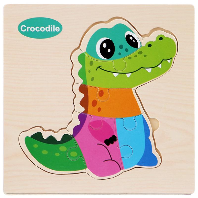 Wooden Cartoon Animal & Transport Puzzle for Toddlers, Educational Toy for Ages 2-3