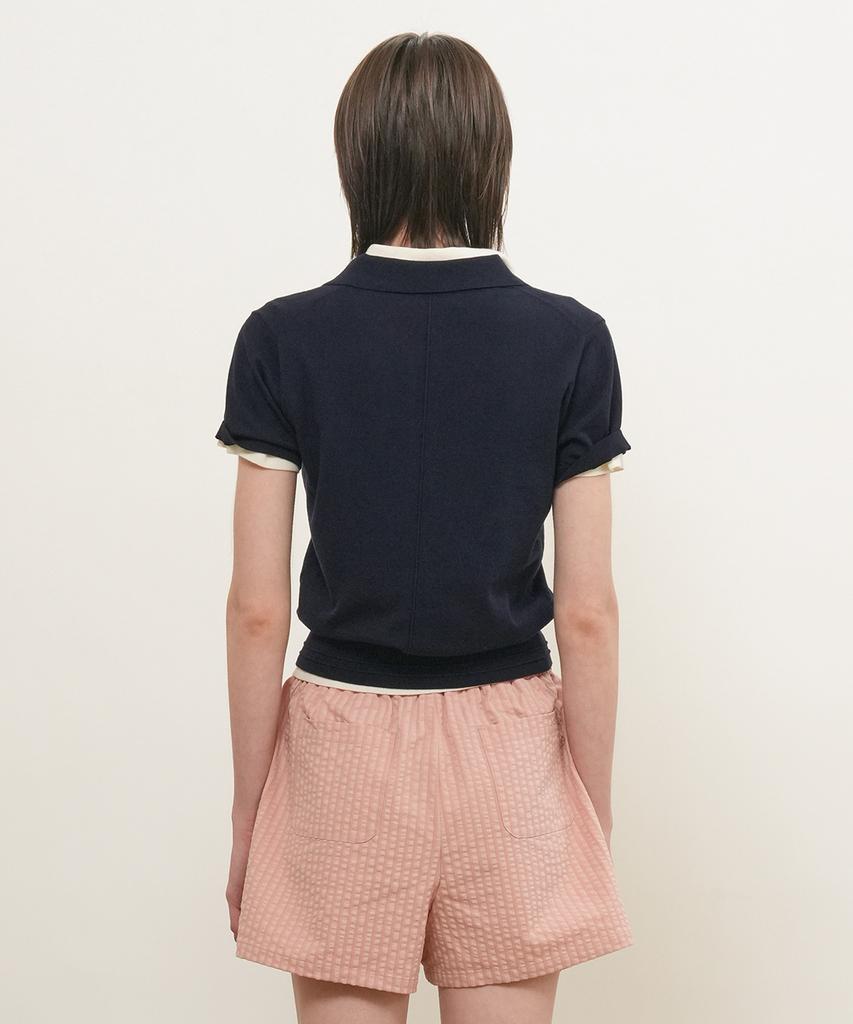 GENERALIDEA Airy Essential Collar Half Knit [Navy] / Wbe2L05513