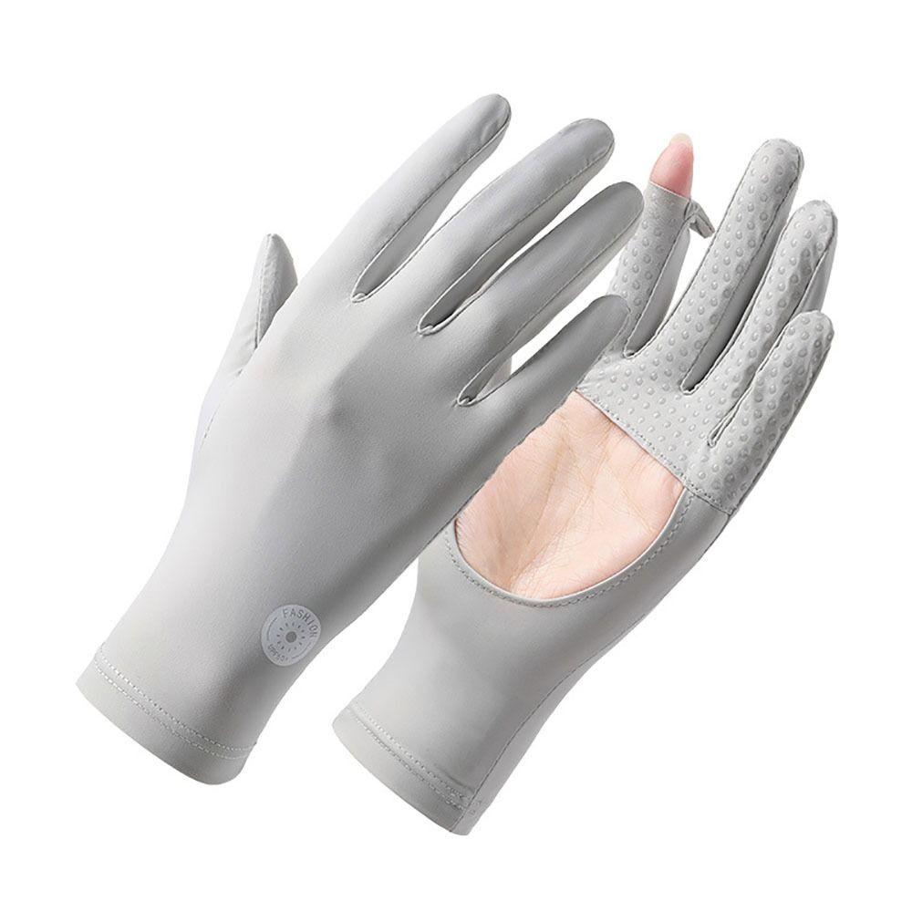 

Рукавички з порожнистою долонею з крижаного шовку, Захисні від сонця рукавички з захистом від ультрафіолету, Портативні рукавички для захисту від сонця сірий колір