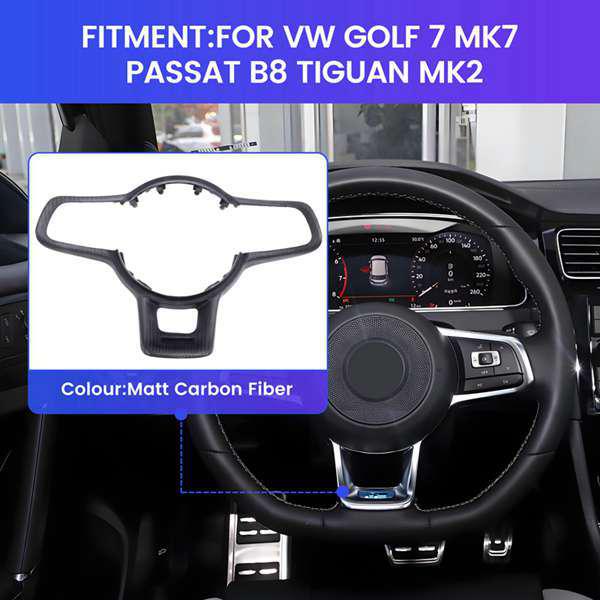 Dry Carbon Fiber Steering Wheel Trim for Volkswagen Golf 7 MK7, Passat B8, Tiguan MK2