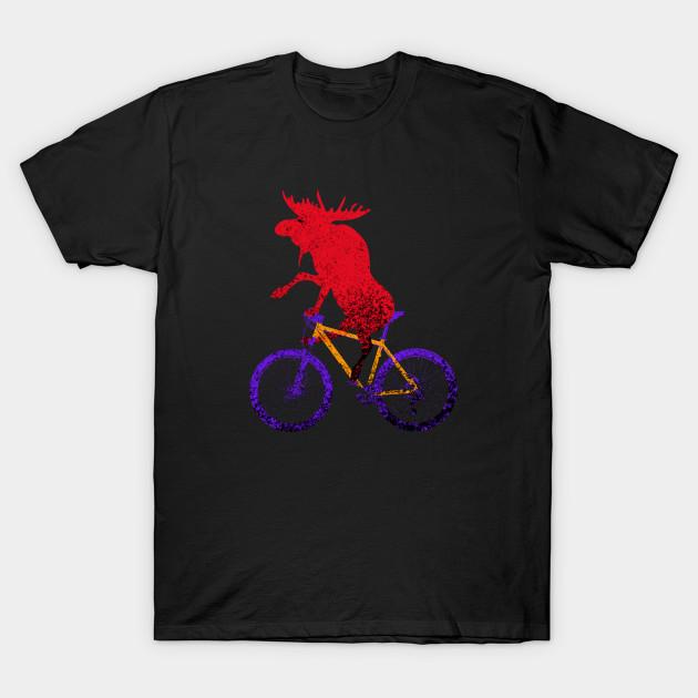 Men Black Print T-shirt Mountain Bike Moose No-Cut Transfer Paper Print Cotton Tshirt 4XL чёрный