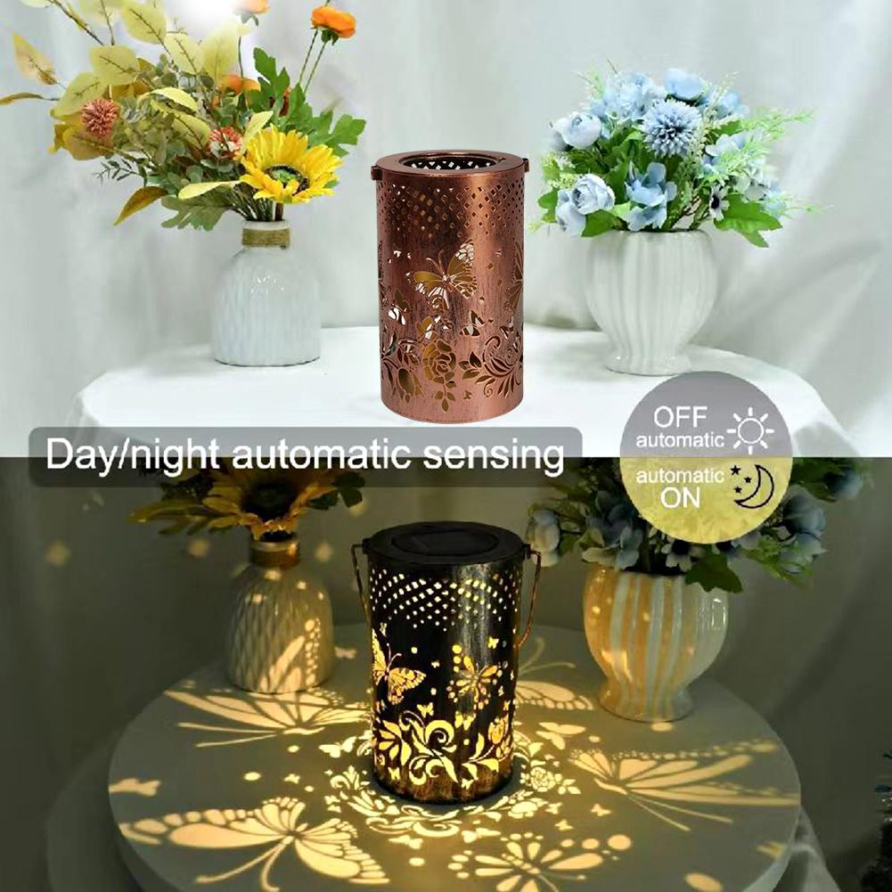 Butterfly Shadow Solar Light IP65 Waterproof Projection Solar Garden Light Solar Hanging Lantern Light Outdoor Garden Decoration
