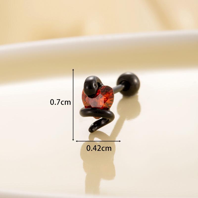 

Henson Ретро Циркон Черная Змея Титановая Сталь Двуглавые Серьги-пусеты для козелка уха