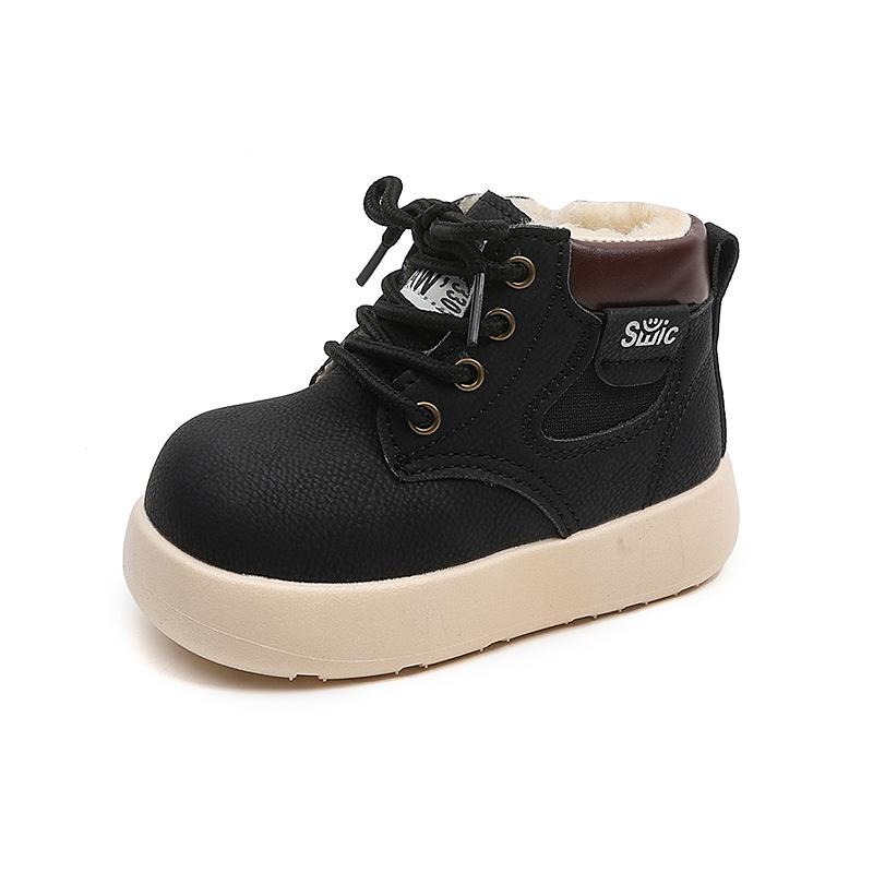 Leichte Retro Unisex Kinder Stiefel mit dicker Sohle aus gelbem Leder, Herbst 2025 Kollektion