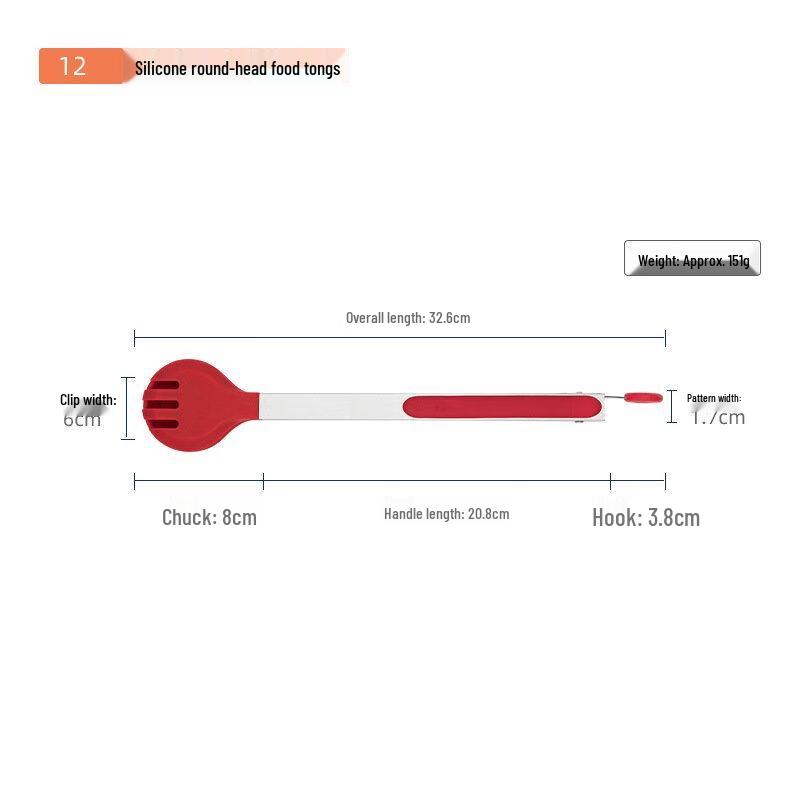 ZISIZ Silicone Round Head Food Tongs