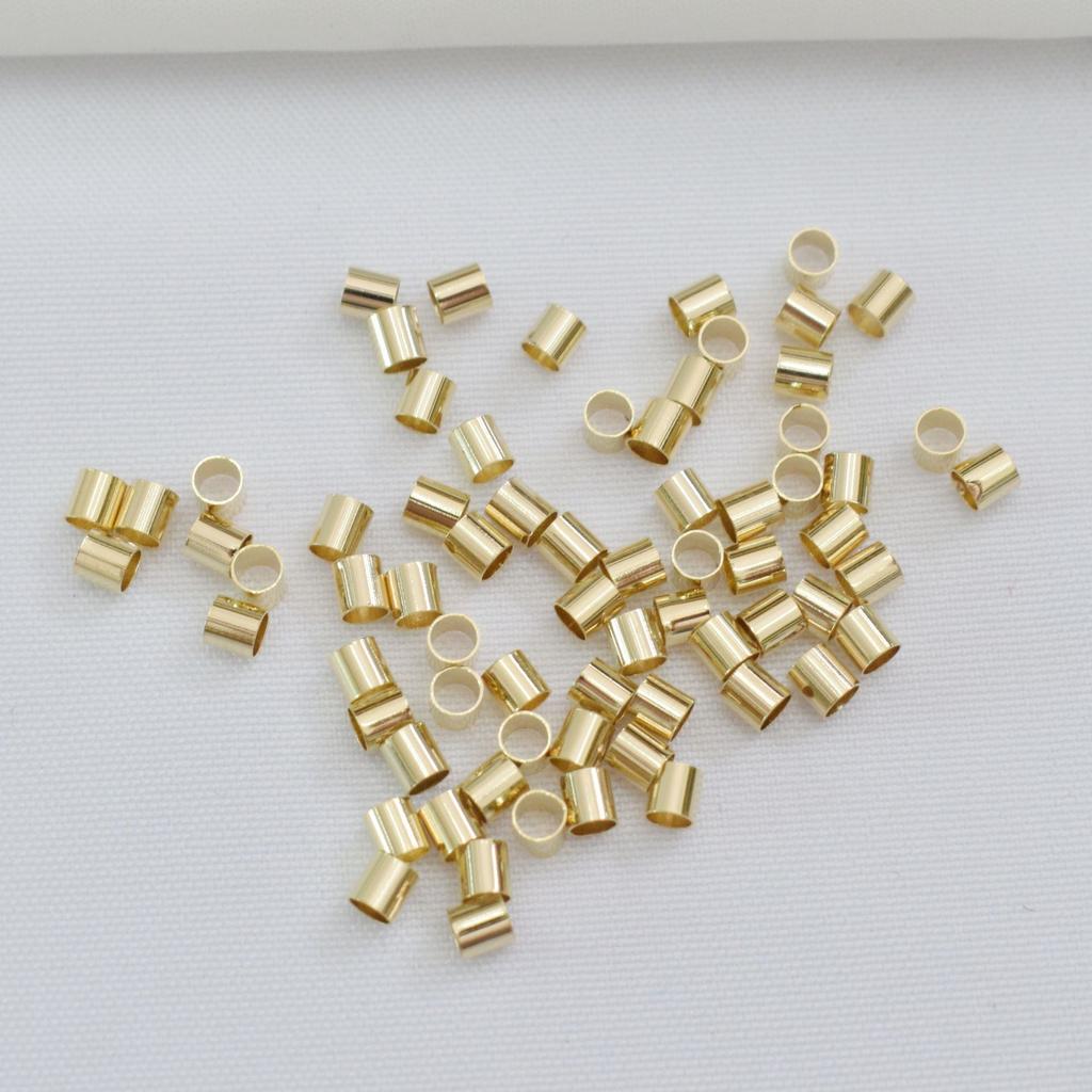 10g Color Retention 14K Gold-Coated Positioning Tube Round Tube Lock Diy Handmade Squashed Straight Tube Ending Bead Spacer Material