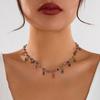 Necklace light luxury ins colored rhinestones stacked necklace, cold wind metal thin chain pendant