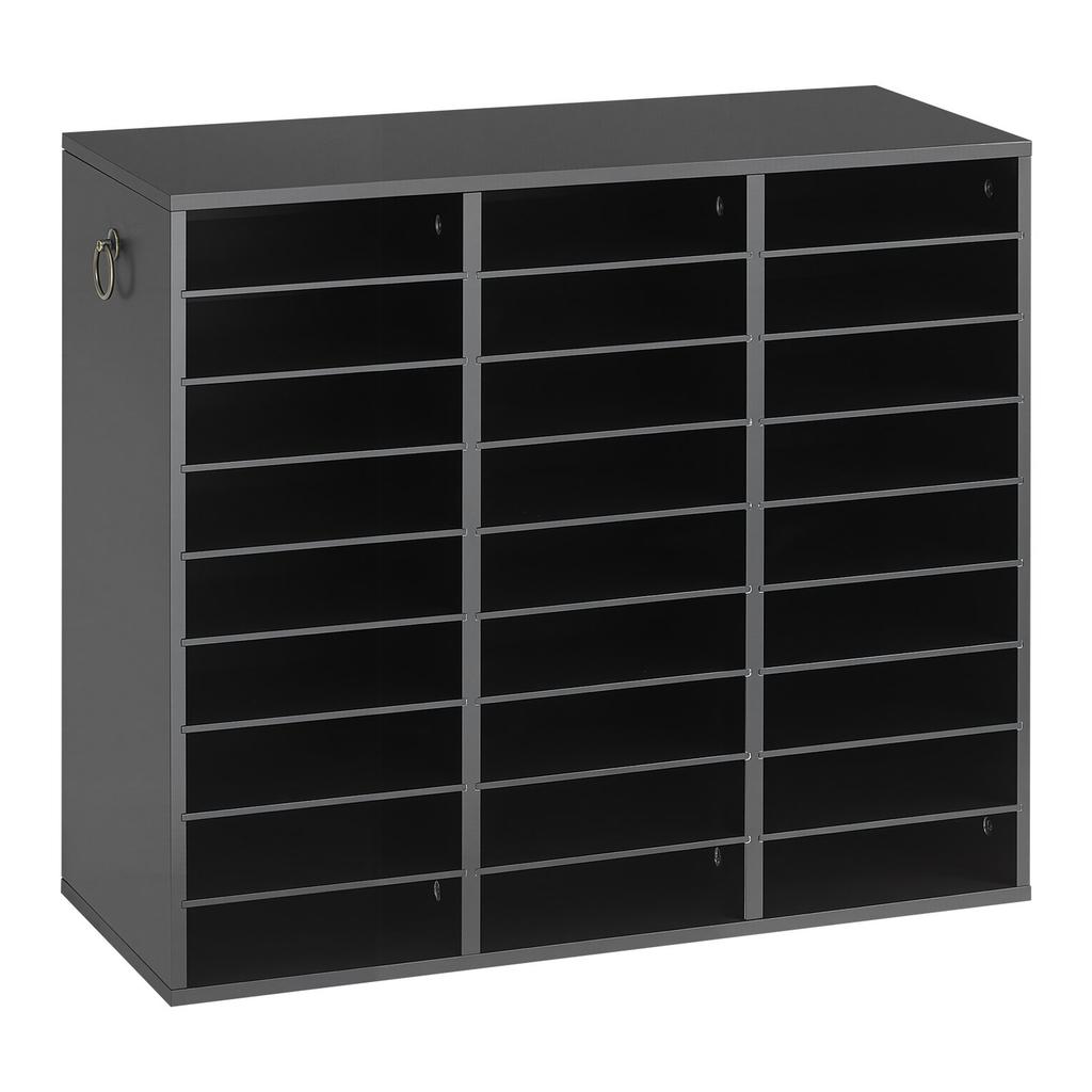 Wood Literature Organizer 27 Compartments Office Mailboxes Black, Countertop Literature Sorter for Files Documents Papers, with Adjustable Shelves,