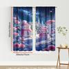 2PCS Pink Rose Snowman Curtains, Dreamy Winter Night Rose Garden Scene, Romantic Christmas Window Drapes for Bedroom Living Room