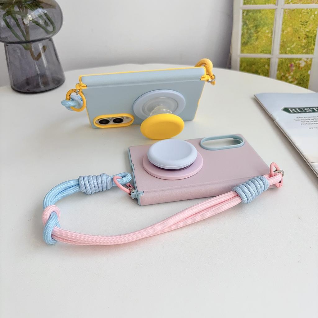 Custodia in Pelle con Supporto Magnetico Color-blocking Carina per Samsung Galaxy Z Fold8 Fold 8 Antiurto per Copertura di Protezione Cerniera Magsafe