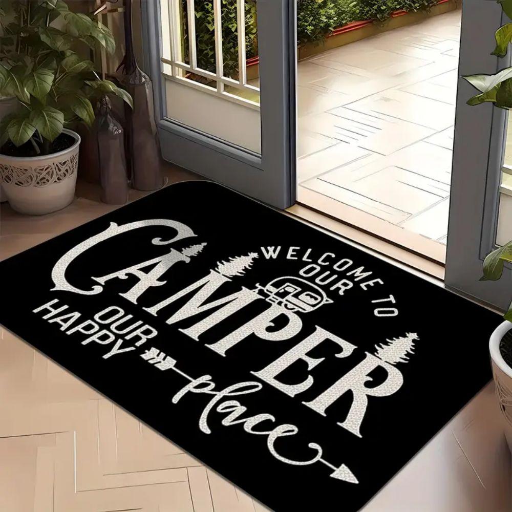 VIKAMA Camper Van Welcome Carpet, Washable, Camping Door Anti-Slip Carpet, Living Room, Decorative And Durable Camping Carpet