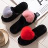 Love Open Fluffy Open-toed Warm Autumn and Winter Four-season Open Cotton Slippers Home Slippers