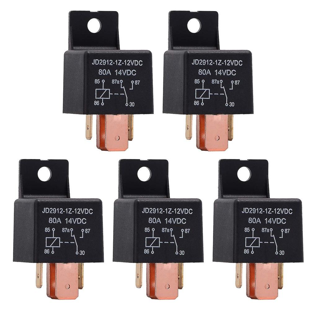 5 Pieces 5 Pin Relay 12v 80a, Automotive Relay Jd2912-1z-12vdc 80a 14vdc Spdt Truck Boat Van Switch Vehicles