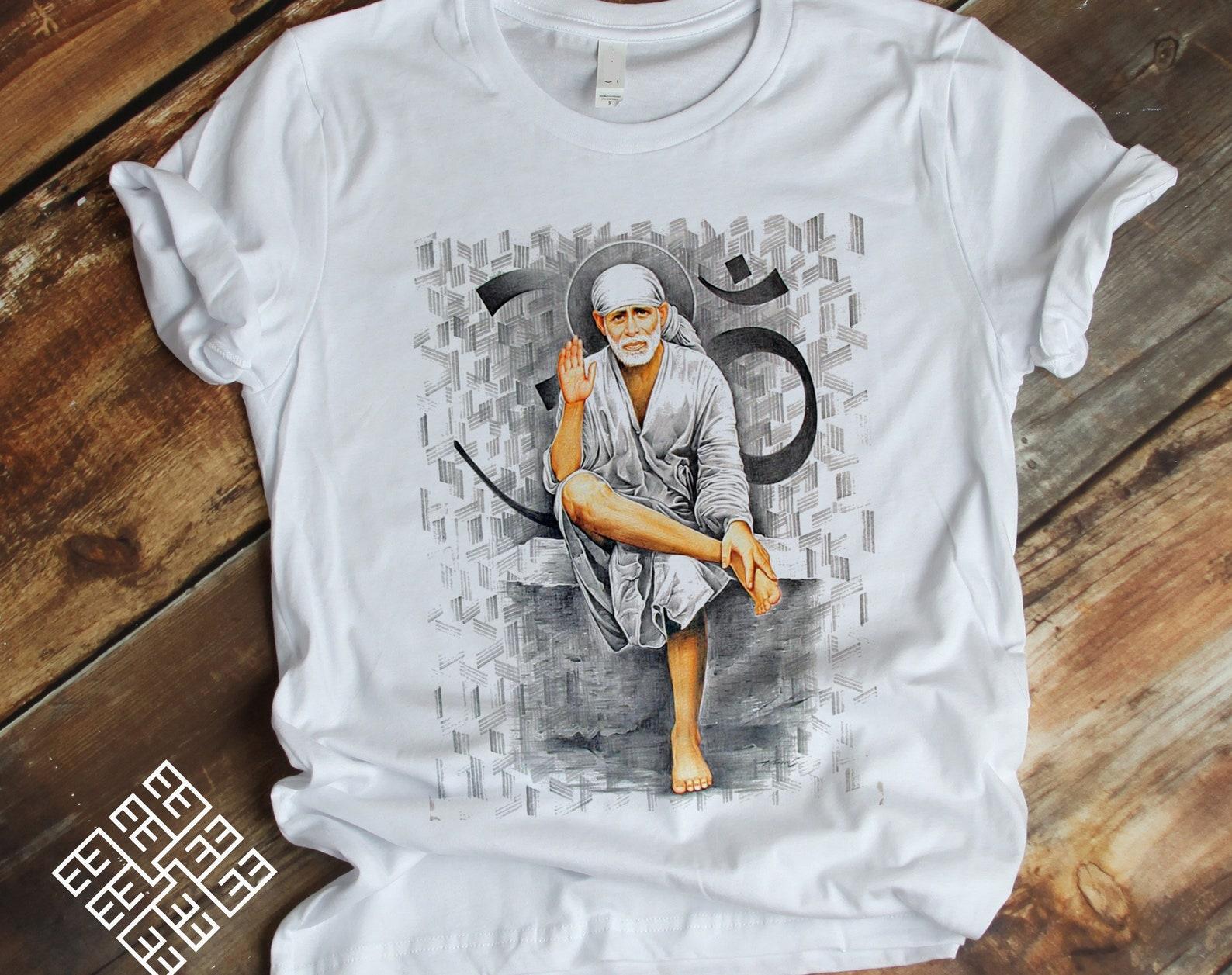 Sai Baba of Shirdi T shirt, Spiritual Guru Sai Baba Tee Shirt, Shirdi Sai Baba Indian Spiritual Master Shirt, Hinduism Meditation Yoga Tee S