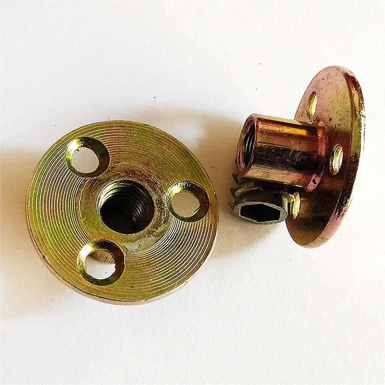 Triple-Hole Metric Iron Plate Nut (M6/M8/M10) Furniture Connector with Double-Ended Thread