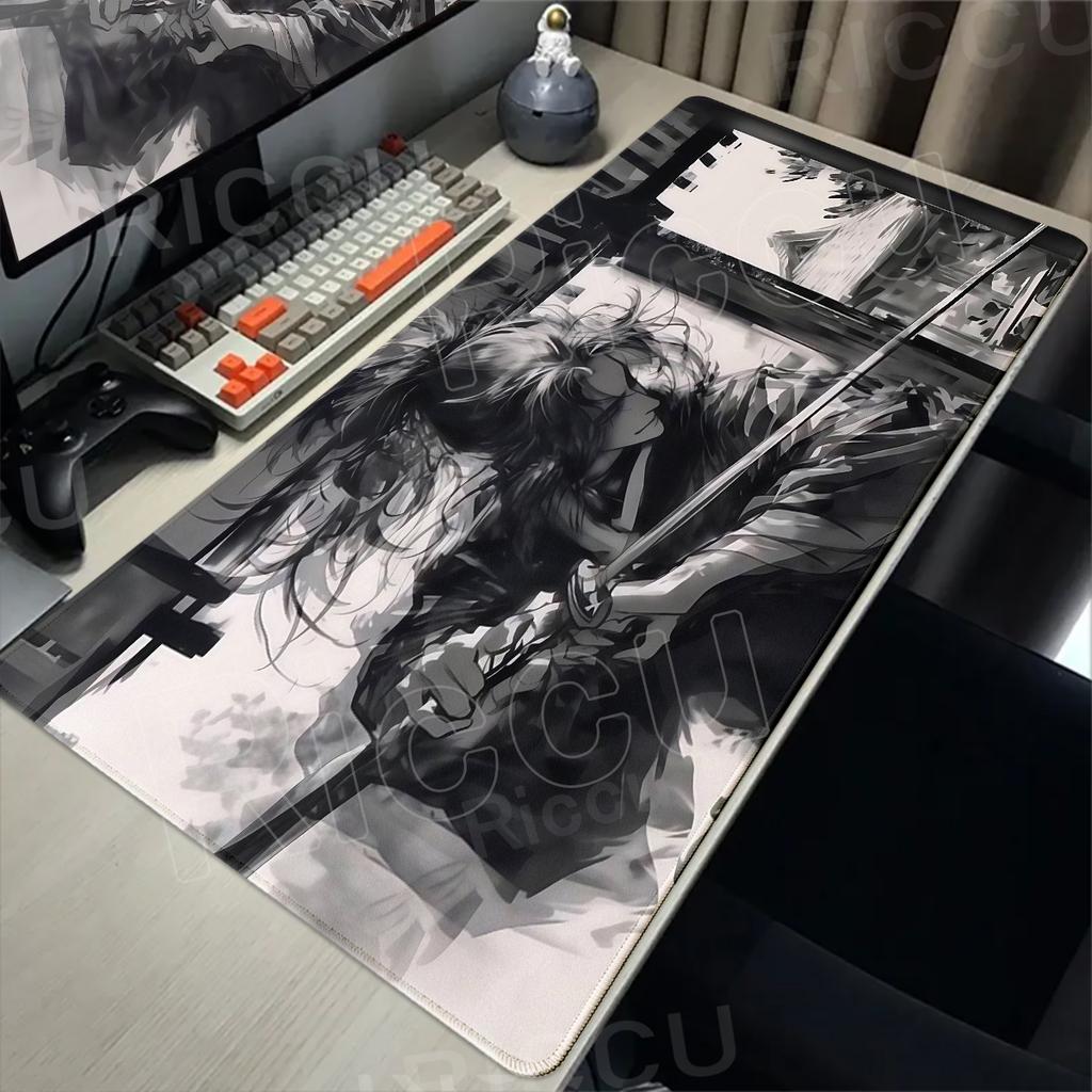 Samurai Black Mouse Pad Large Computer Gamer Table Mat Laptop Art Desk Mat PC Mousepad Non-slip Rubber Keyboard Accessories Pads