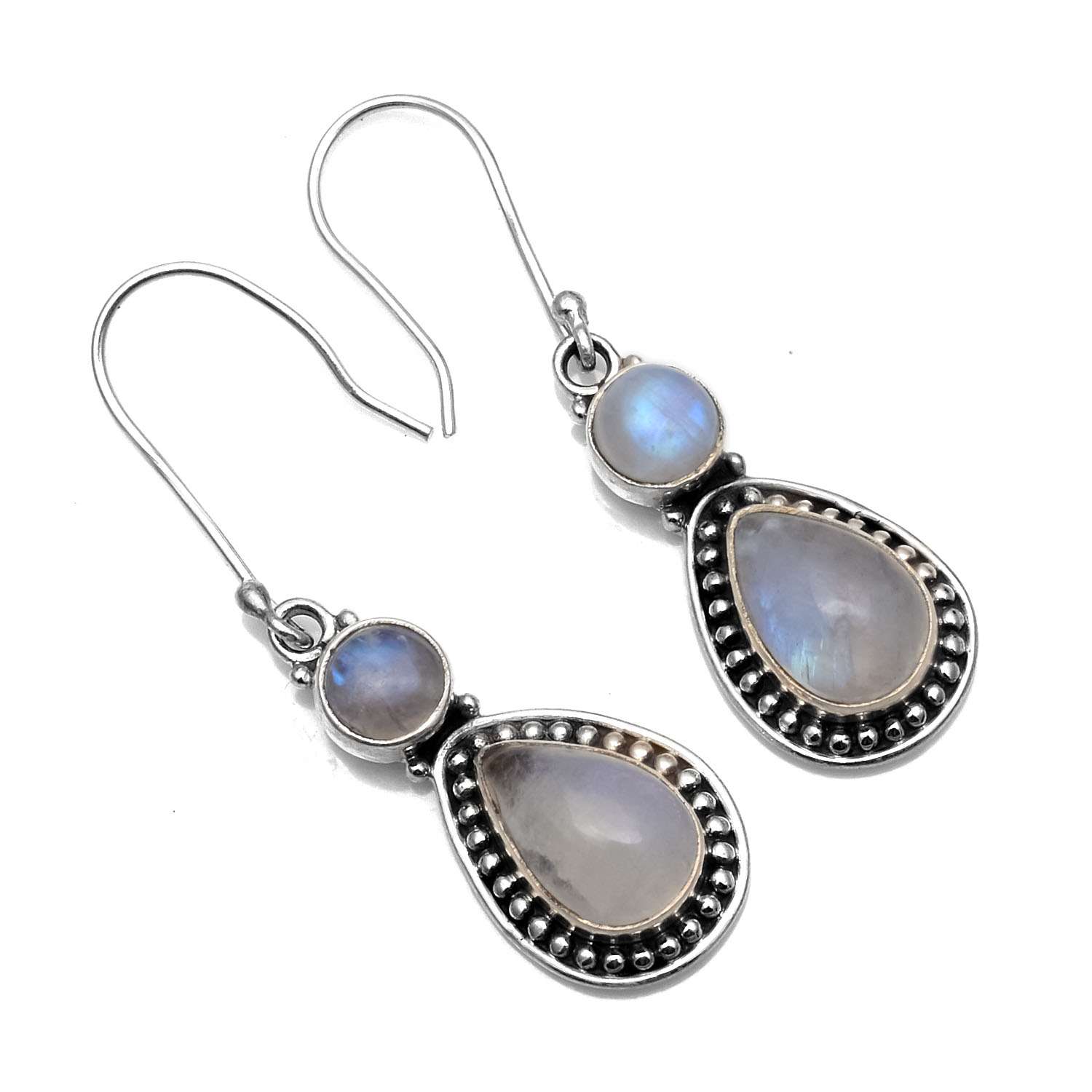 

Rainbow Moonstone Gemstone Earrings Solid 925 Sterling Silver Handmade Earrings Jewelry Gift For Women And Girls E-1093