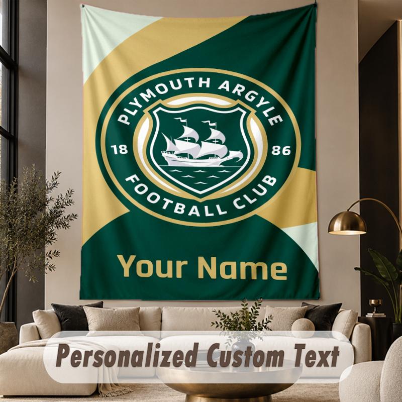Custom Text Tapestry Plymouth Argyle FC Print Wall Tapestry Indoor Living Room Wall Decor
