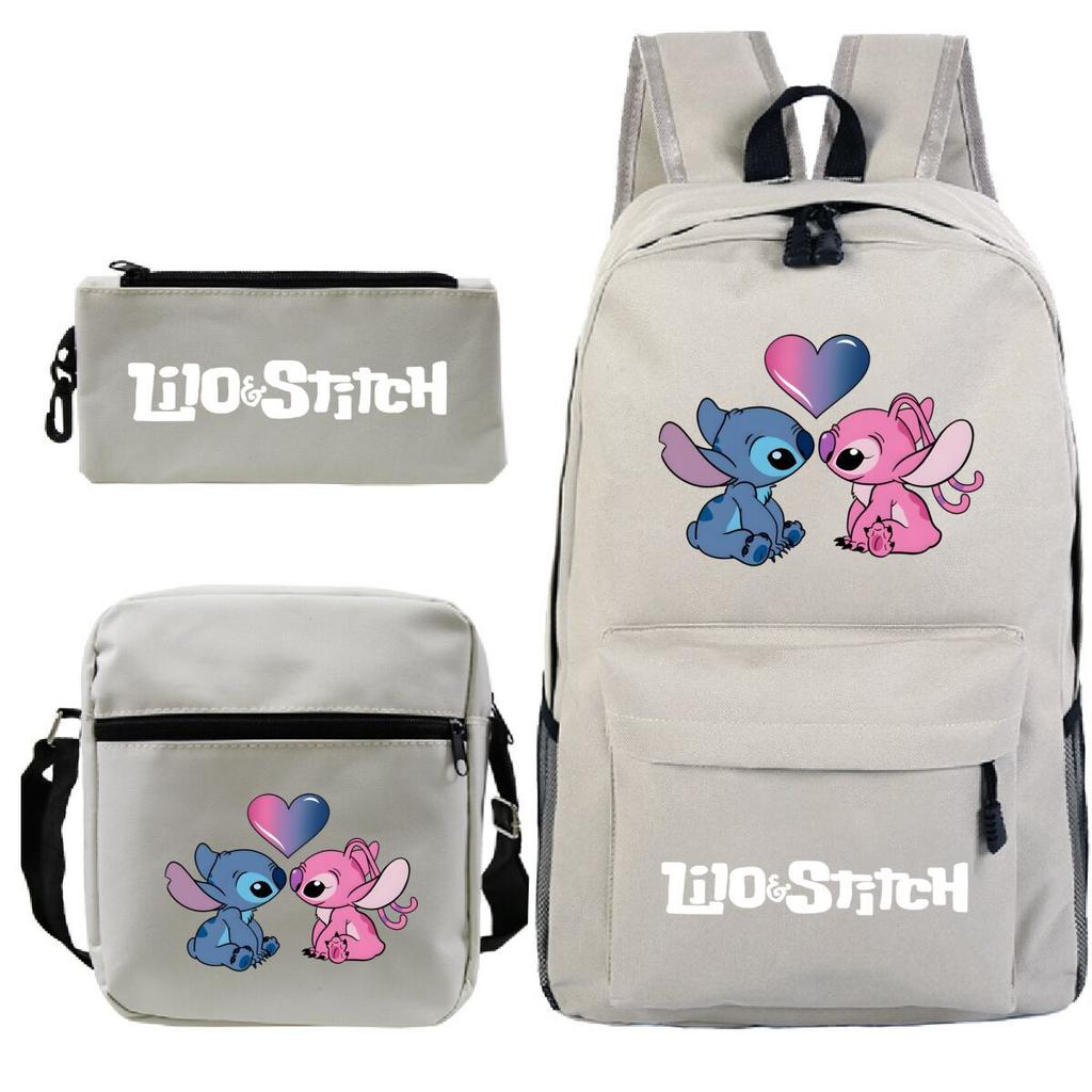 3 Piece School Backpack Set for Students Large Capacity Oxford Cloth Schoolbag with Shoulder Strap and Pencil Case