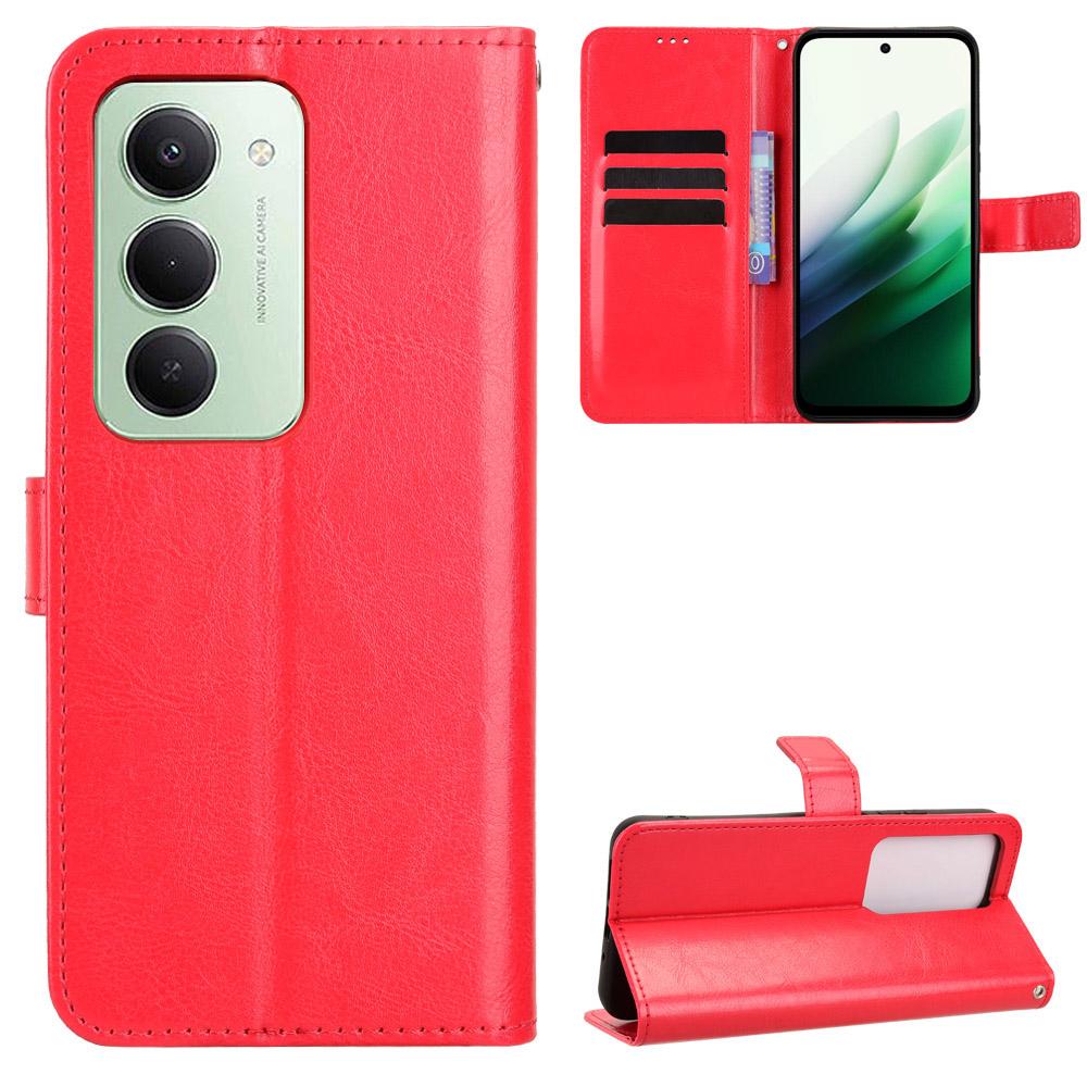 Per Xiaomi Redmi 15 4G (Unione Europea) (171mm) Custodia in Pelle PU con Cinturino Texture Cavallo Pazzo Copertura Portafoglio per Telefono