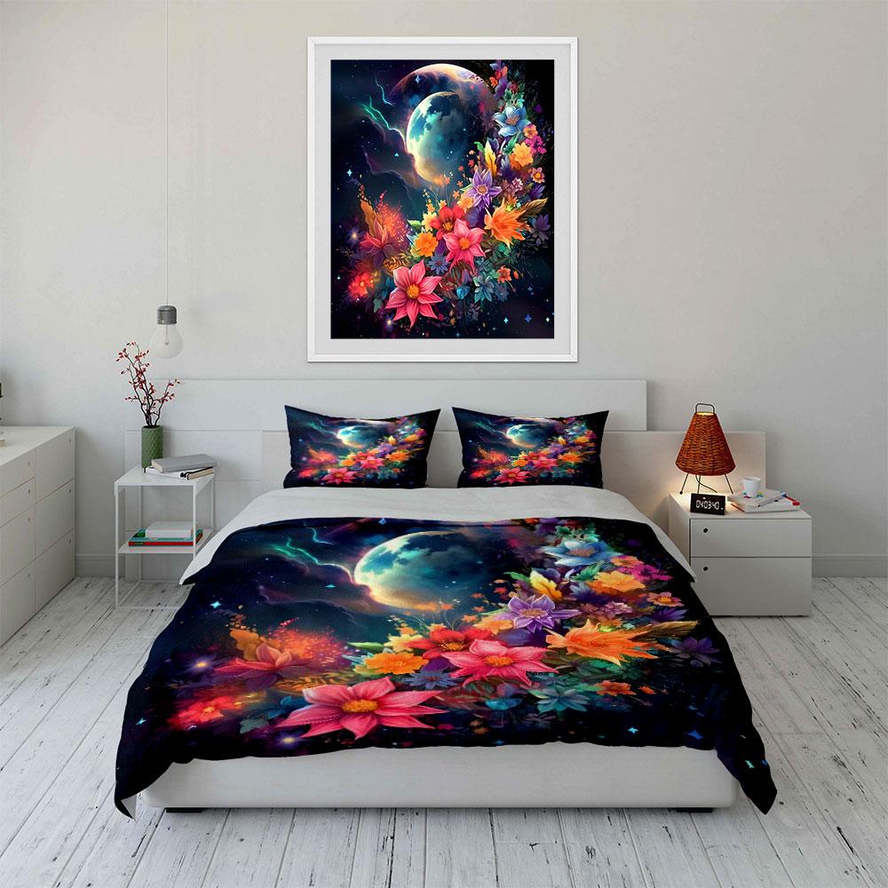Floral Moonlight Home Decor Set Multiple Sizes Kid'S And Adults' Bedroom Exquisite 3Pc Bedding Set, Gift