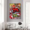 Pop Graffiti Art Heart Canvas Painting Abstract Street Art Posters and Prints Wall Art Picture for LivingRoom Home Decor No Frame