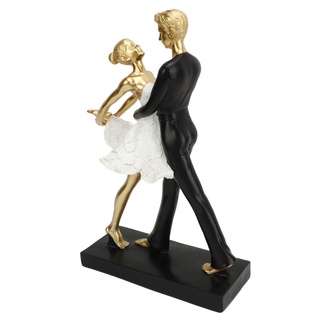 Romantisches Paar Tanzende Skulptur Dekoration Harz Elegantes Paar Balletttänzer Statue Figur Ornament Gold 7130W‑01