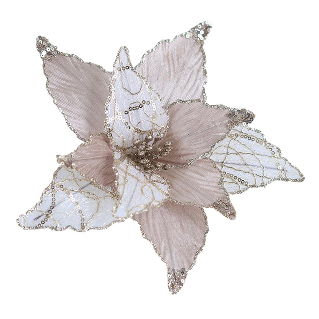 Cloth Plastic Christmas Poinsettia Cm Glitter Flower