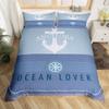 Anchor Compas Soft Duvet Cover Nautical Warm Comforter Cover Ful King Geometric Stripes Beding Set Coastal Adventure Theme Comfortable Quilt Cover