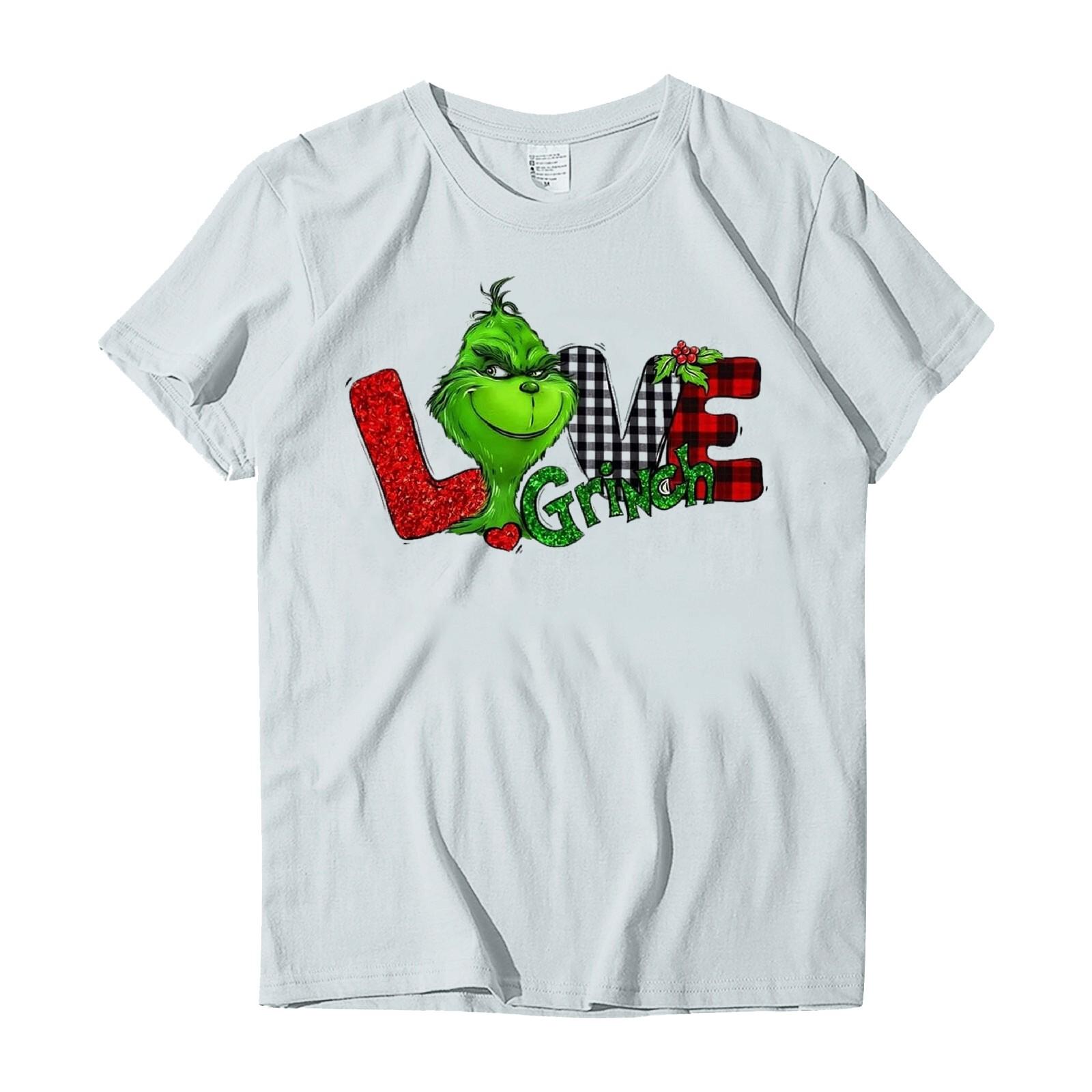 Women s Fashion Casual Short Sleeve T-shirt Printed Top T-shirt Christmas XXL