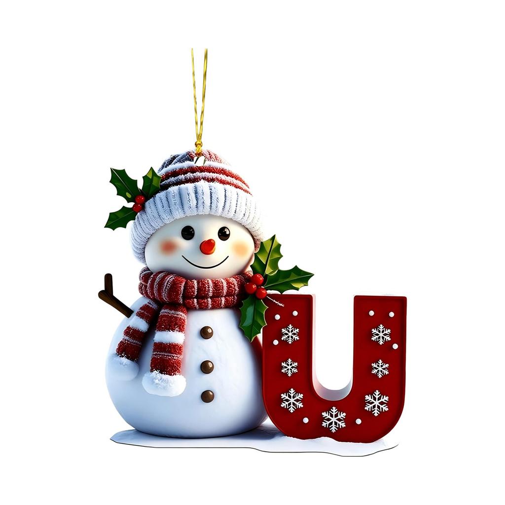 Acrylic Snowman Letter Car Hanging Ornament Christmas Car Decor