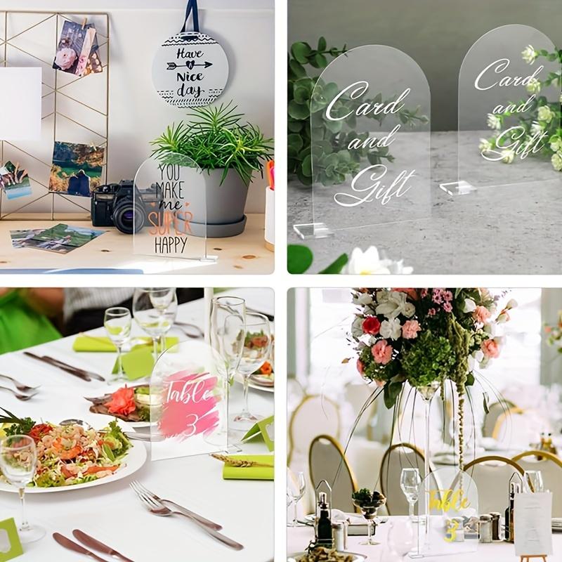 1Set (5Pcs) Reusable Acrylic Wedding Place Cards - Blank with Stands, Ideal for Seating & Banquet Tables