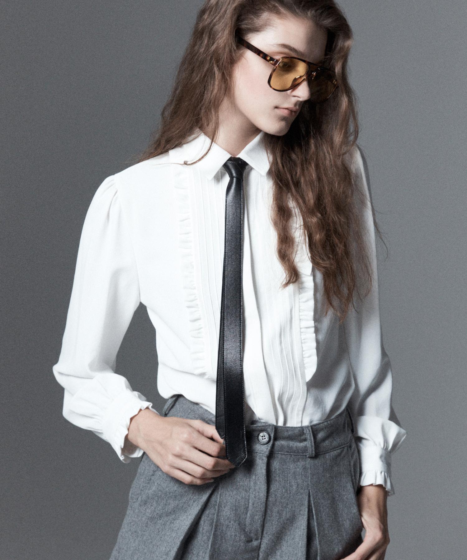 Untage Pleated Flatrun Ruffle Blouse (Woman)_Uts-Fs11 White/Free