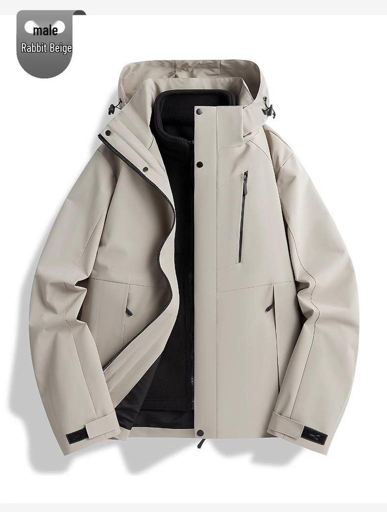 Woodpecker 3-in-1 Windproof Jacket with Removable Fleece Lining for Men & Women – Autumn/Winter Casual Outerwear