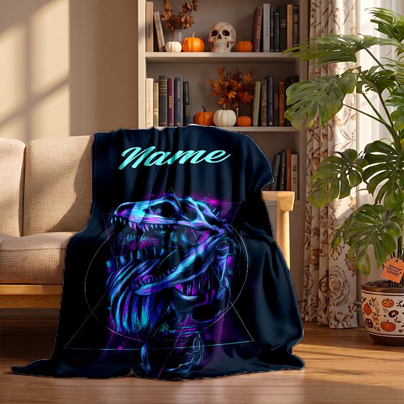 Fierce Dinosaur Custom Flannel Blankets Soft Warm Cozy Throws for Home Decor Holiday Gifts