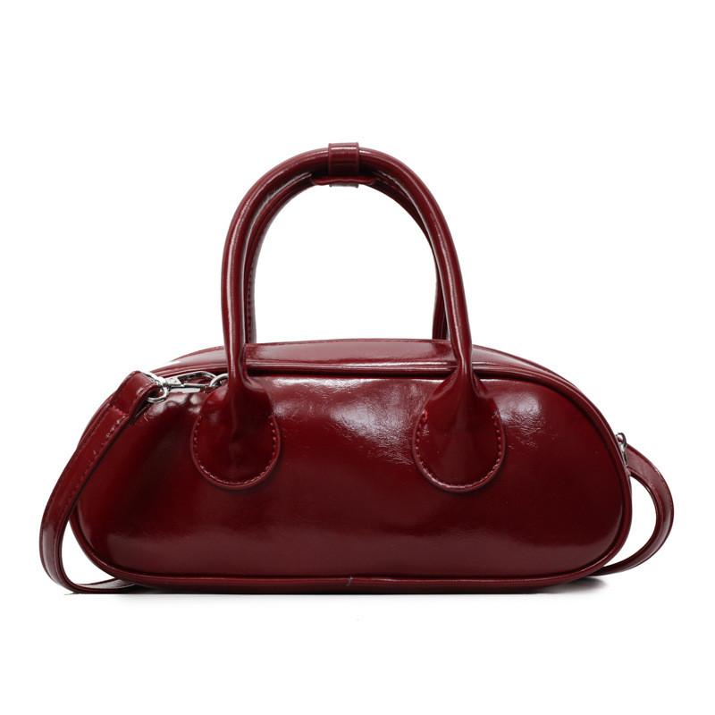 Versatile Color Solid Pu Boston Bag Zipper Closure Women Accessories Bags Travel