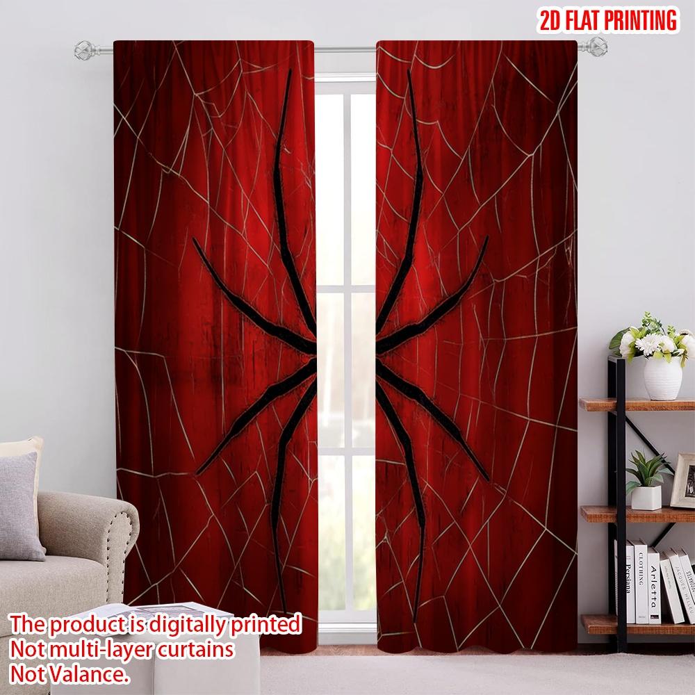 

2pcs,2D plane printing Curtains&Window Treatment Crimson Arachnid Durable 100% Polyester Fabric (without rod) All Seasons Use 52.50 × 116.00 cm 2 pcs