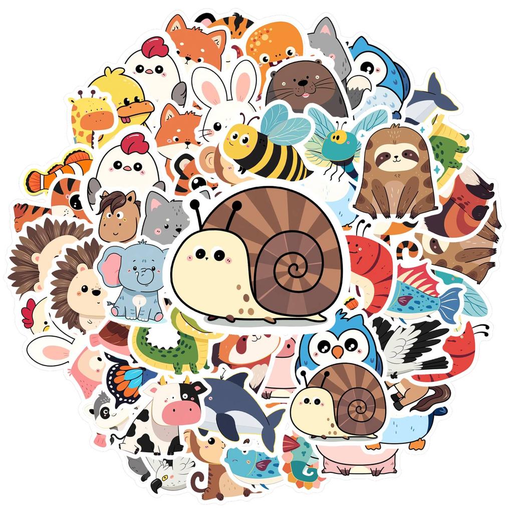 35pcs Cute Animal Stickers Cartoon Cartoon Stickers Funny Stickers For Laptop Luggage Scrapbook Diary Sticker DIY